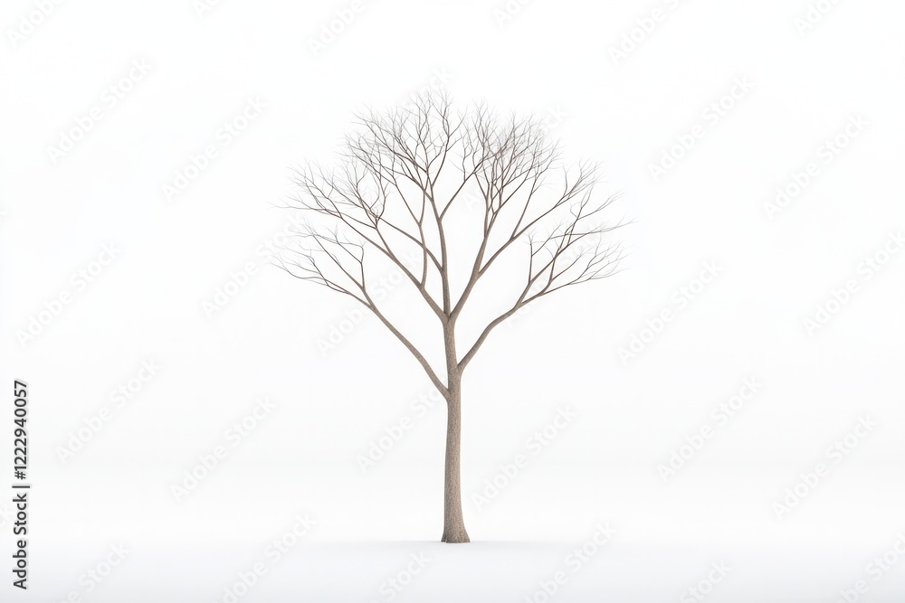 Obraz premium Minimalistic tree silhouette against white backdrop, emphasizing