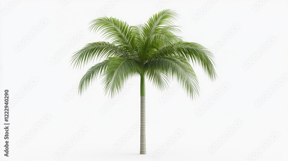Obraz premium Lush palm tree with vibrant green fronds, symbolizing tropical p