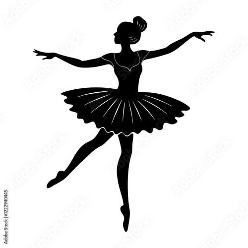 Minimalist Ballerina girl dancing silhouette vector illustration