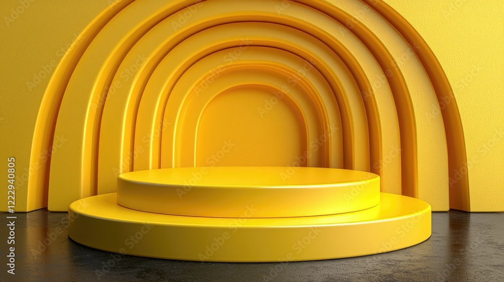 Obraz premium Yellow Circular Platform With Arch Background