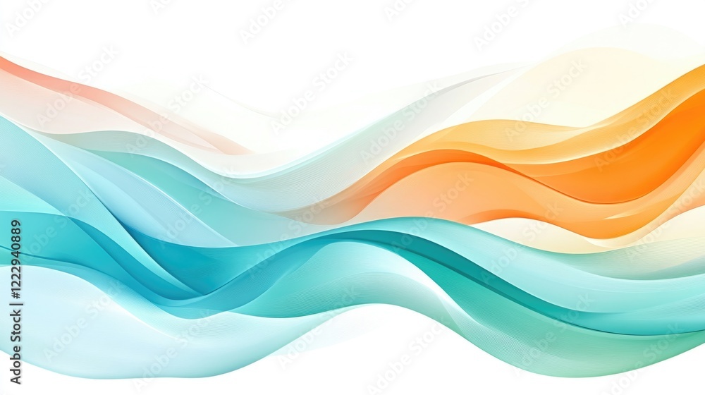 Fototapeta premium Colored waves on white background