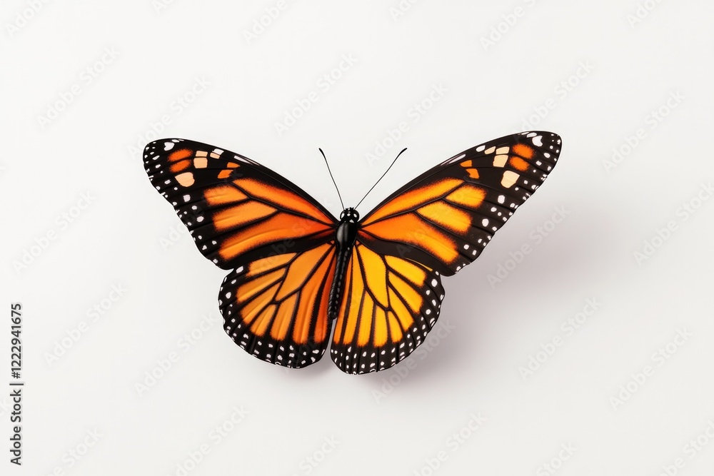 Bright orange butterfly with intricate black patterns resting on Bright orange butterfly with intricate black patterns resting on