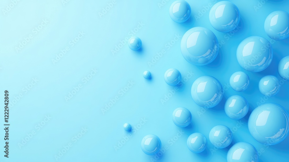Blue bubbles on a light blue background with ample space for text highlighting a clean and modern design aesthetic Blue bubbles on a light blue background with ample space for text highlighting a clean and modern design aesthetic