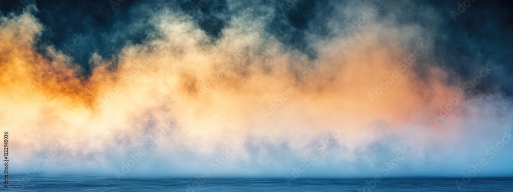 Obraz premium Colorful Misty Clouds with Dramatic Water Vapor and Empty Copy Space for Text Background