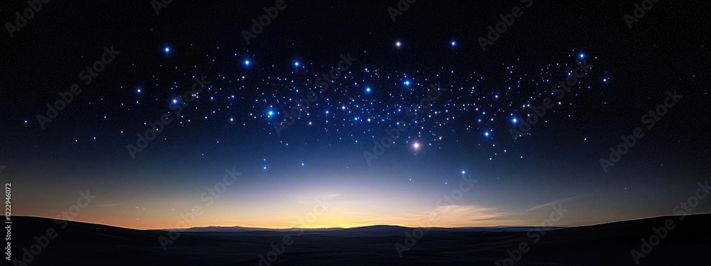 Serene Night Sky Displaying Constellations and Stars with Expansive Blank Space Ideal for Text or Graphic Overlay Serene Night Sky Displaying Constellations and Stars with Expansive Blank Space Ideal for Text or Graphic Overlay