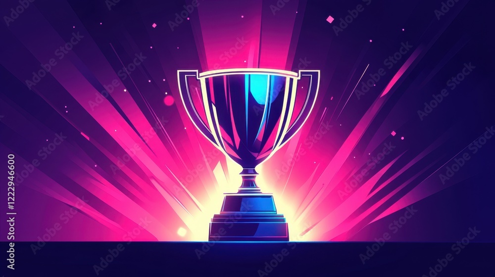 Flat-color retro-style cartoon trophy with bold lines and vibrant shades, symbolizing achievement and celebration Flat-color retro-style cartoon trophy with bold lines and vibrant shades, symbolizing achievement and celebration