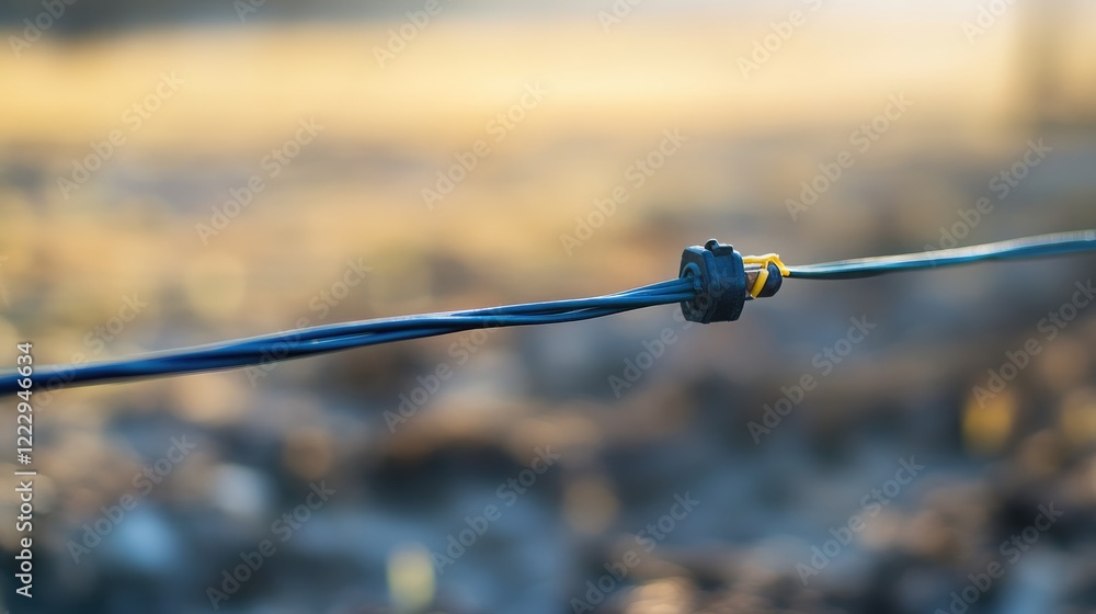 Electric micro drip irrigation system close-up highlighting efficient watering solutions with empty space for customizable text and branding. Electric micro drip irrigation system close-up highlighting efficient watering solutions with empty space for customizable text and branding.