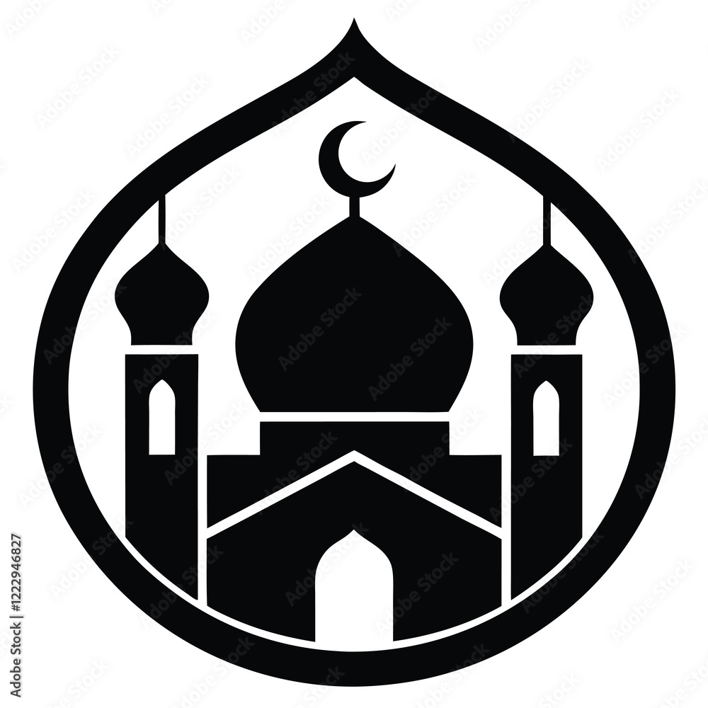 Simple black and white mosque graphic design Simple black and white mosque graphic design