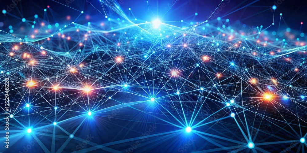 Vibrant Abstract Digital Network with Bright Light Connections Vibrant Abstract Digital Network with Bright Light Connections