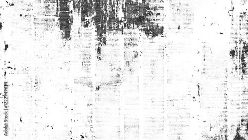 Abstract newspaper background. Monochrome background, old newspaper style. Black and white newspaper background texture. Black and white repeating torn newspaper background. 