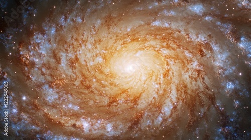 Stunning view of a cosmic galaxy, with glowing stars, nebulae, and swirling gases, capturing the awe-inspiring beauty of the universe