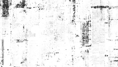 Abstract newspaper background. Monochrome background, old newspaper style. Black and white newspaper background texture. Black and white repeating torn newspaper background. 