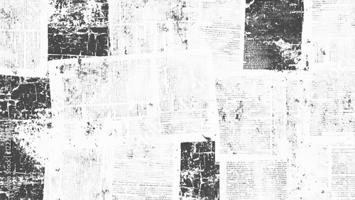 Newspaper Grunge black and white. Newspaper paper grunge vintage old aged texture background. Newspaper with old grunge vintage unreadable paper texture background. 