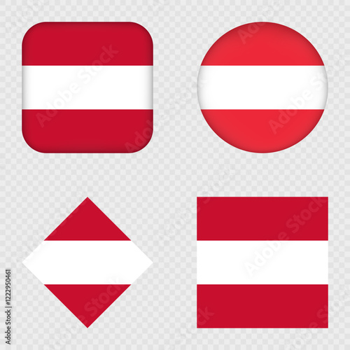 Austria Flag Icons Pack. Vector illustration.