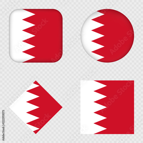Bahrain Flag Icons Pack. Vector illustration.