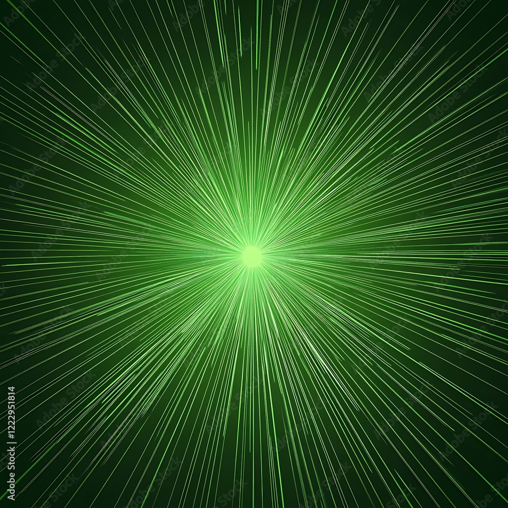 Abstract green light burst effect with radial streaks emanating from the center on a dark background. Abstract green light burst effect with radial streaks emanating from the center on a dark background.