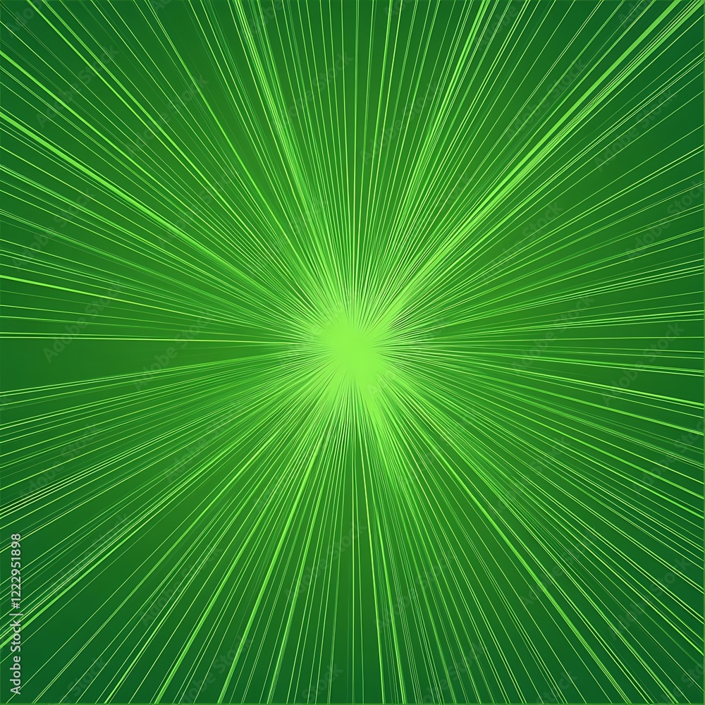 Abstract green light burst effect with radial streaks emanating from the center on a dark background. Abstract green light burst effect with radial streaks emanating from the center on a dark background.