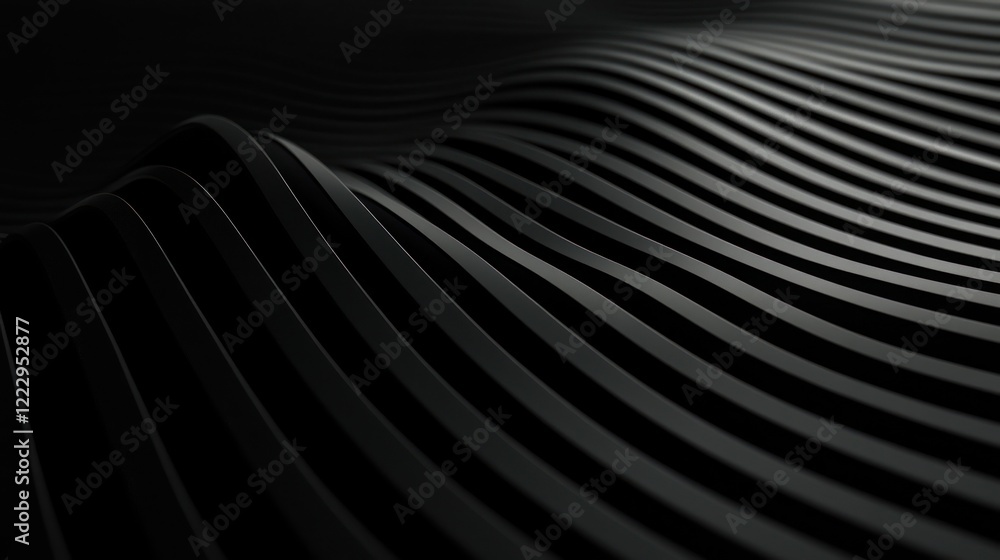 Naklejka premium Abstract Wavy Black Lines