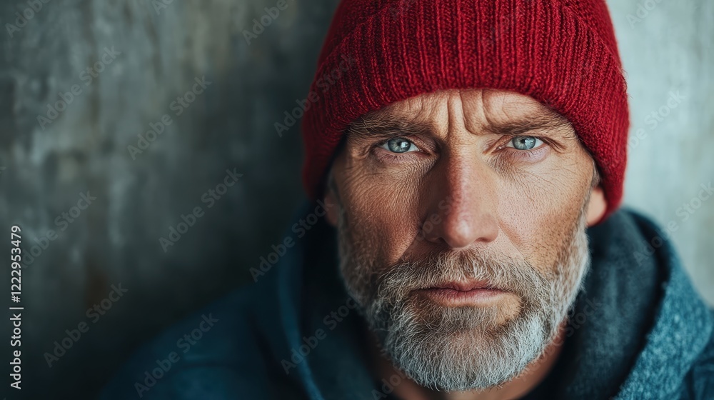 A close-up of an elderly man wearing a red beanie and a serious expression conveys focus and contemplation, highlighting the beauty of aging against a muted backdrop. A close-up of an elderly man wearing a red beanie and a serious expression conveys focus and contemplation, highlighting the beauty of aging against a muted backdrop.