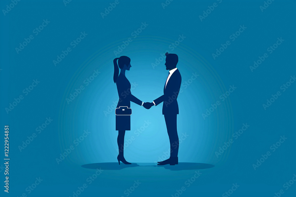Two characters shaking hands in an illustration, signifying collaboration and trust in a partnership. Two characters shaking hands in an illustration, signifying collaboration and trust in a partnership.