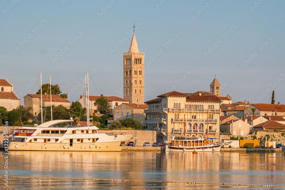 Obraz premium Morning view of the Rab town cityscape on the Croatian island of Rab, Croatia