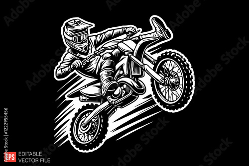 Vector Illustration of a Motorcycle Performing in a High-Speed Circuit Race