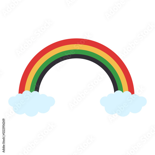 Cartoon Rainbow With Clouds Illustration