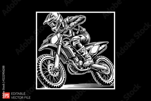 Vector Illustration of a Motorcycle Performing in a High-Speed Circuit Race