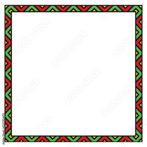 Black History Month Multicolored Triangle Pattern Square Frame Border
