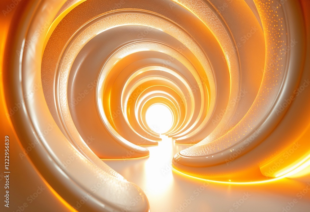 Obraz premium Illuminated Spiral Tunnel Leading to a Bright and Mysterious Light. Generative AI