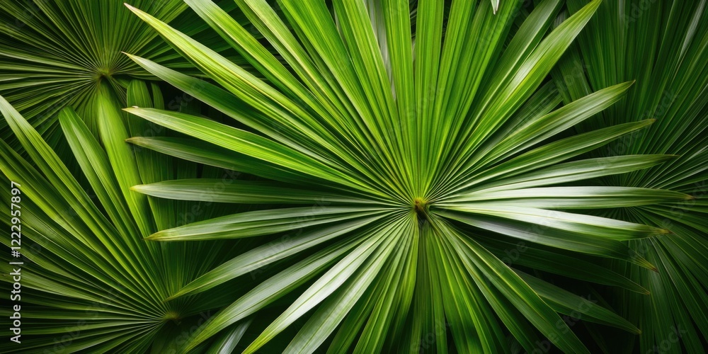 Lush green palm leaf background featuring intricate textures ideal for product presentations and design projects with ample copy space Lush green palm leaf background featuring intricate textures ideal for product presentations and design projects with ample copy space