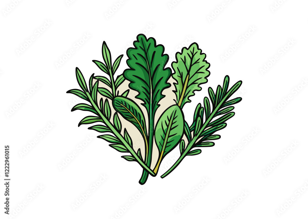 Naklejka premium Realistic herbs and flowers