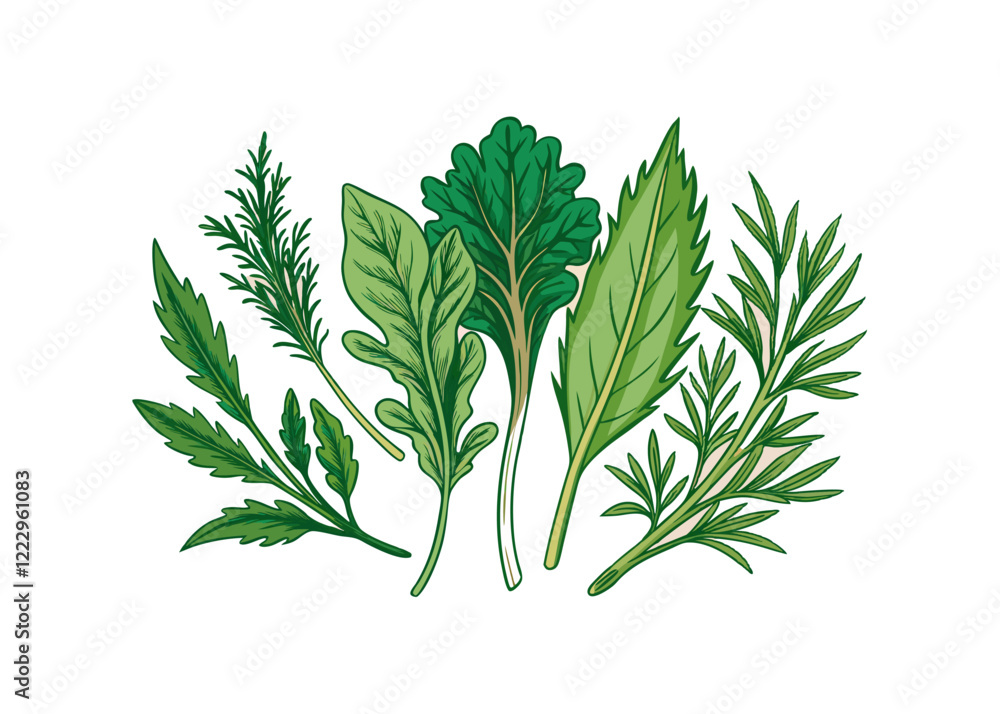 Obraz premium Realistic herbs and flowers