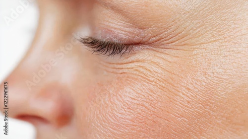 Cheek-focused close-up showing sun damage and fine lines