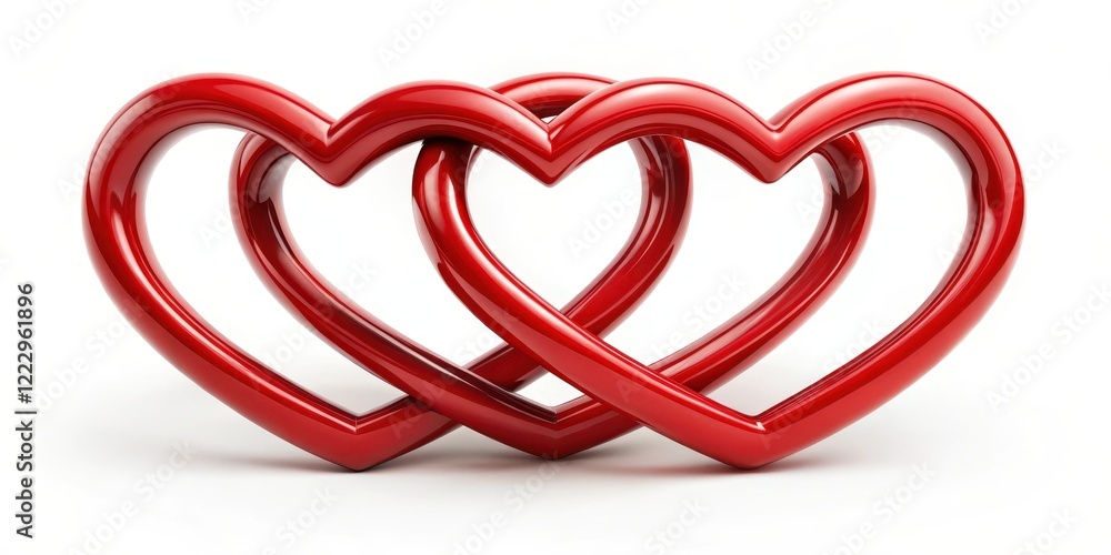 Fototapeta premium Two red hearts united in a beautiful