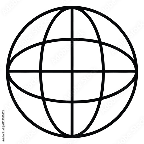 A globe icon with visible latitude and longitude lines.