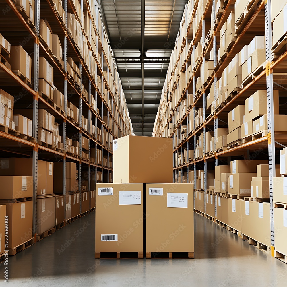 A stack of neatly packed cardboard boxes in a warehouse, ready for shipment, symbolizing logistics, storage, and organized supply A stack of neatly packed cardboard boxes in a warehouse, ready for shipment, symbolizing logistics, storage, and organized supply