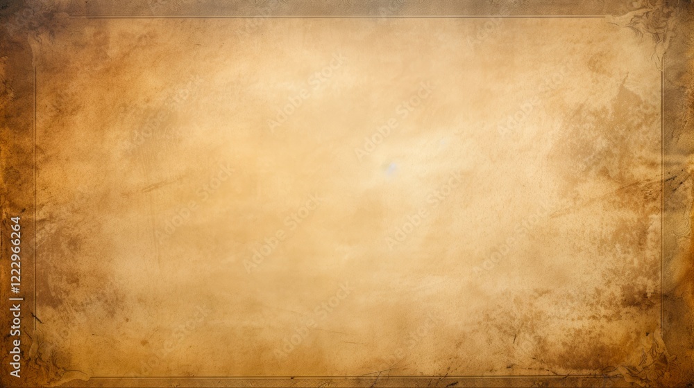 Naklejka premium Luxury Old Vintage Paper with Abstract Glowing Center and Grained Vignette. Antique Frame with Space for Text on Grunge Background