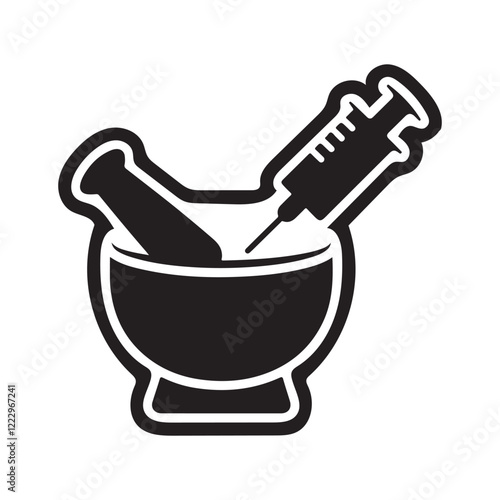 Mortar and Pestle with Syringe