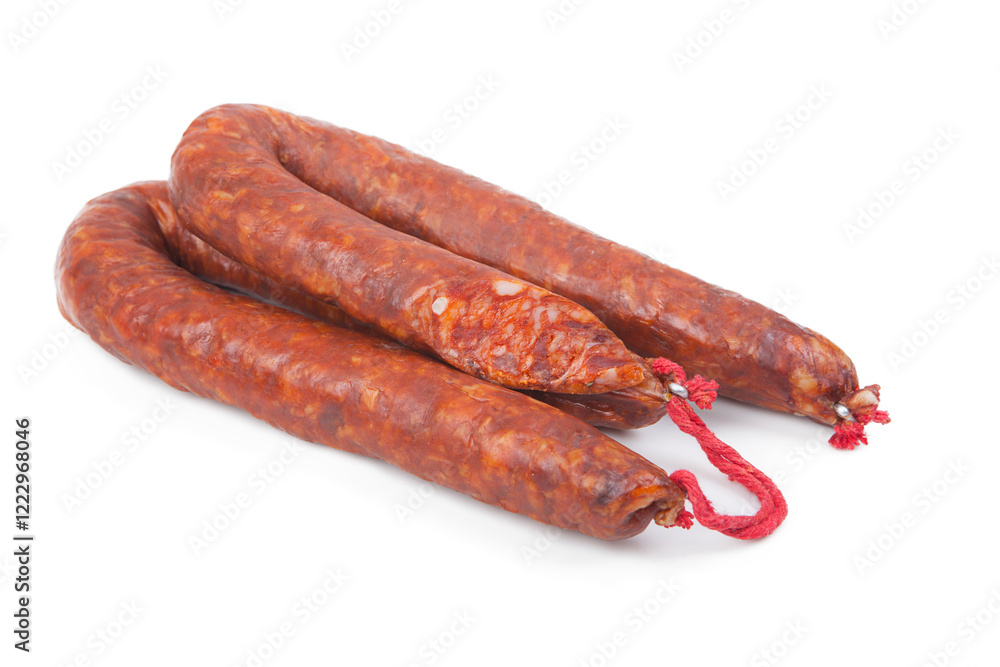 Traditional chorizo, isolated on white background Traditional chorizo, isolated on white background
