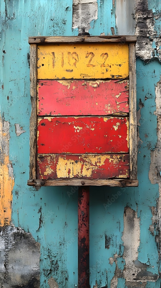 Naklejka premium A background of old, faded street signs on a weathered city wall.