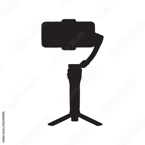 Smartphone on a Gimbal Stabilizer Stand Silhouette Vector Illustration