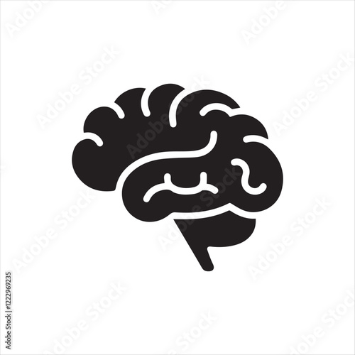 Brain icon silhouette vector on white background 