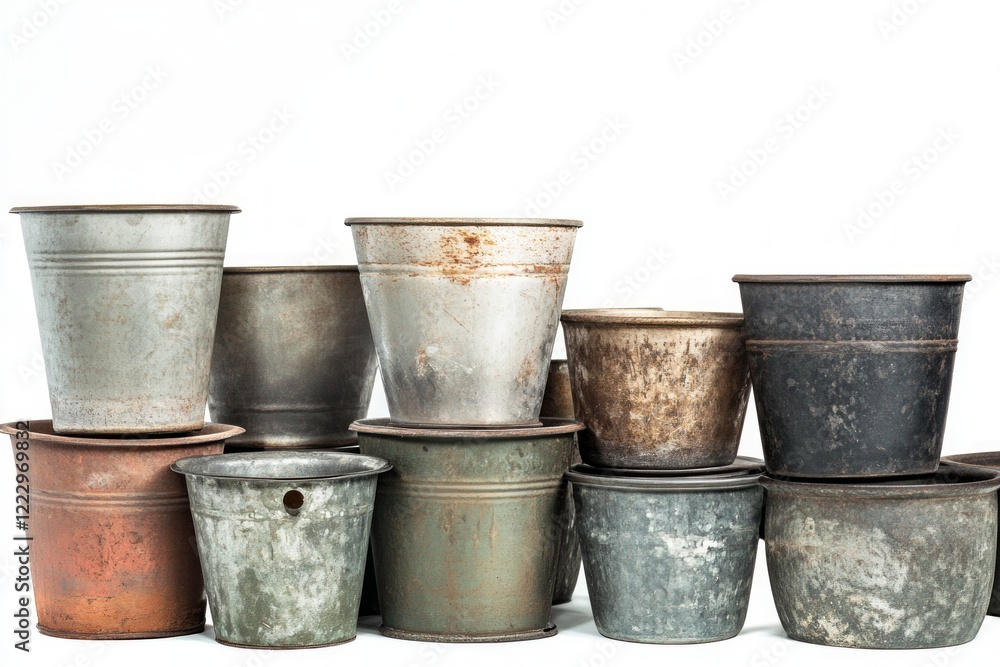 A Collection of Rustic Metal Pots for a Charming Garden or Home Decor A Collection of Rustic Metal Pots for a Charming Garden or Home Decor