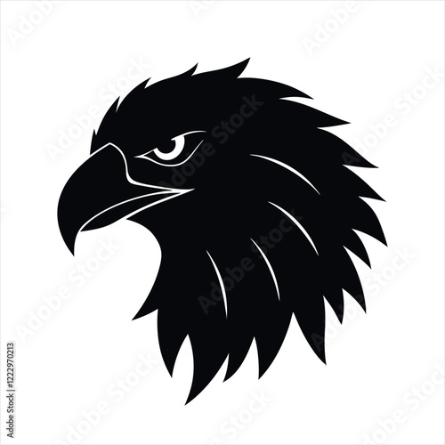 Eagle head illustration perfect for logos or graphics . Eagle head silhouette art vector illustration isolated on white background