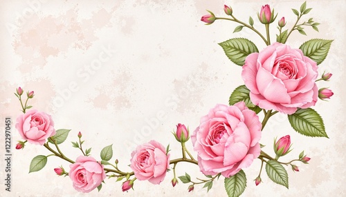 Wallpaper Mural Pink roses floral arrangement on textured background Torontodigital.ca