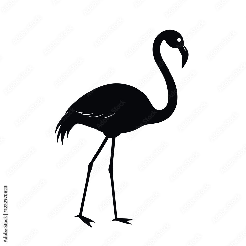 Naklejka premium Flamingo vector illustration. Flamingo art silhouette isolated on white background