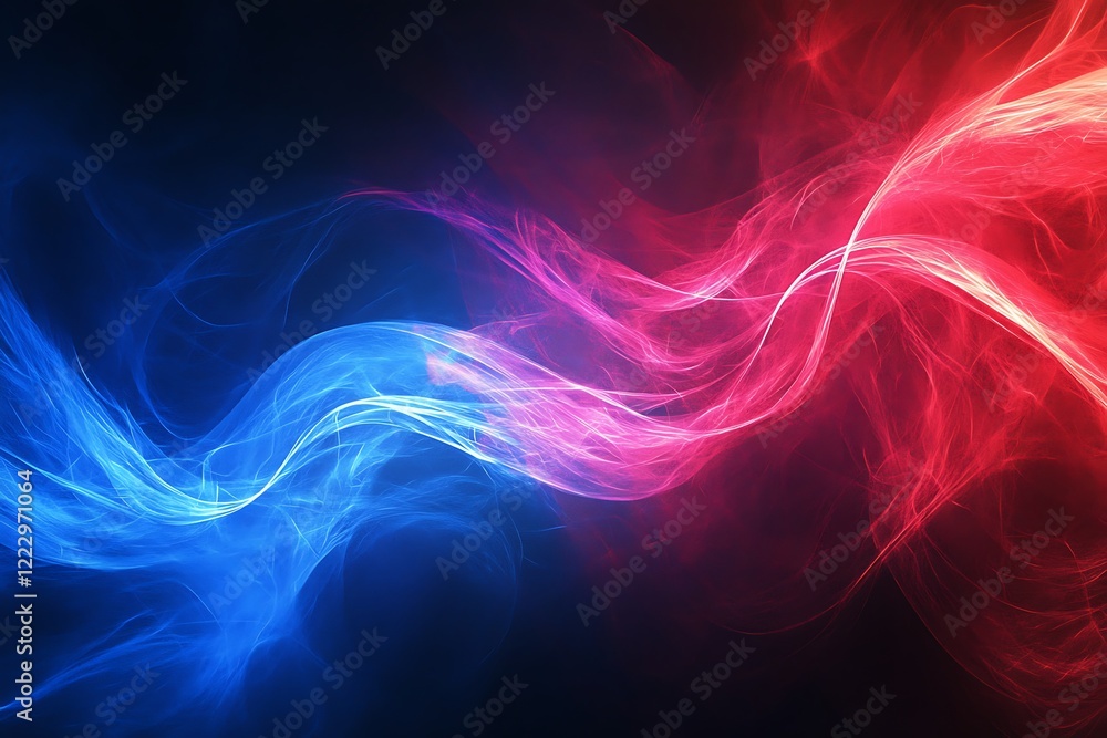 Fototapeta premium Abstract colorful smoke with red, pink and blue swirls. 