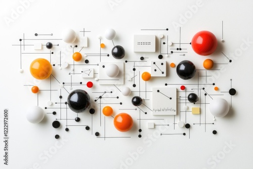 Abstract representation of mathematical concepts with geometric shapes and formulas, clean and simple layout on a neutral background