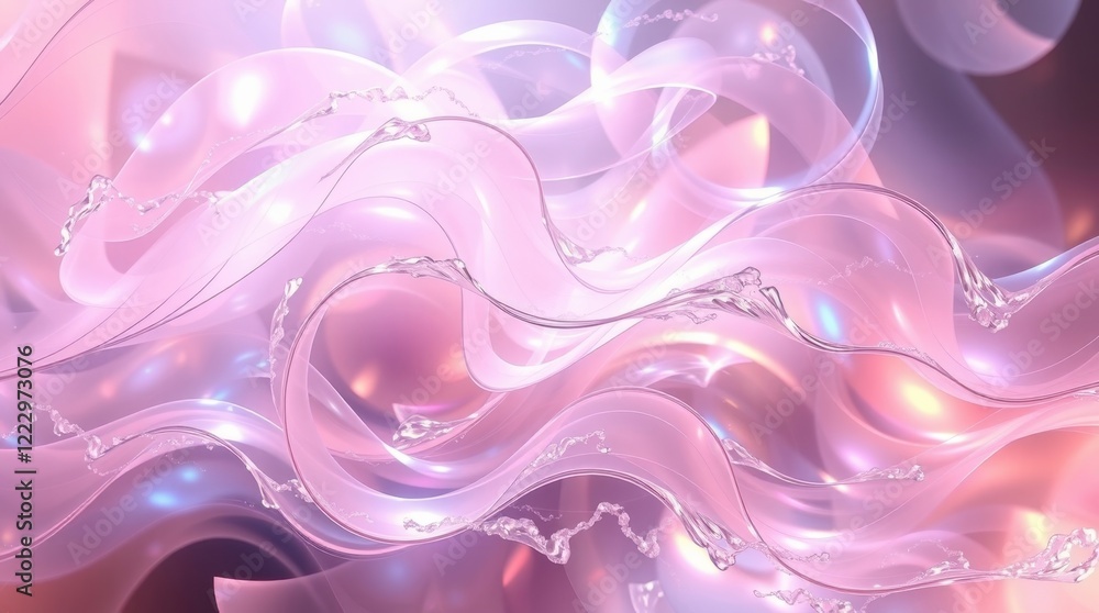 Obraz premium Colorful abstract waves flow seamlessly in a dreamlike fusion of light and texture